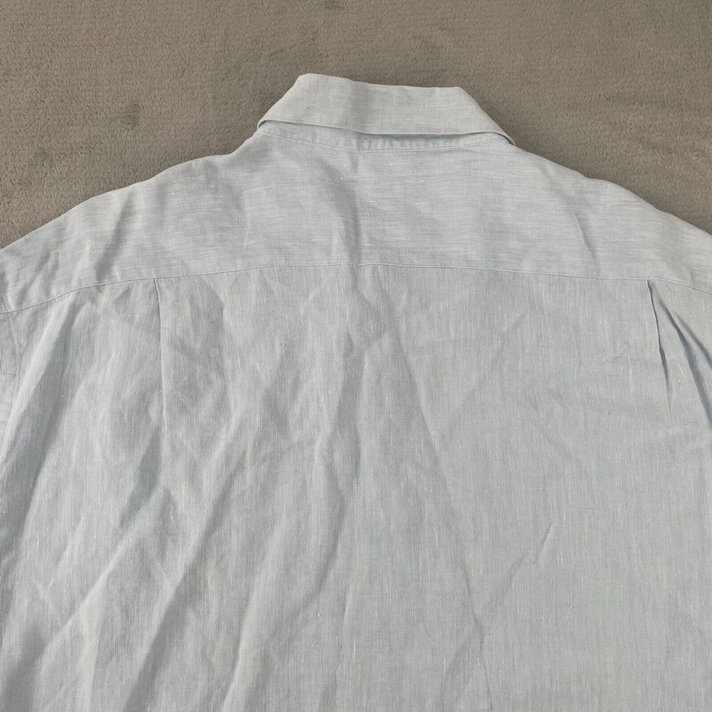Brooks Brothers Shirt Men 4XL Light Blue 100% Linen Short Sleeve Oxford Sport - Picture 5 of 8
